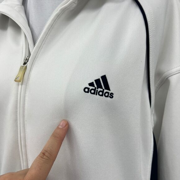 Adidas Clima365 Track Jacket Womens XL White Full Zip Stand Collar Raglan Sleeve - Picture 4 of 16
